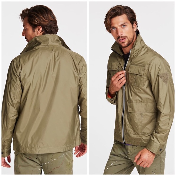 New GUESS Men's Printed Camo Jacket SZ L - Picture 5 of 7